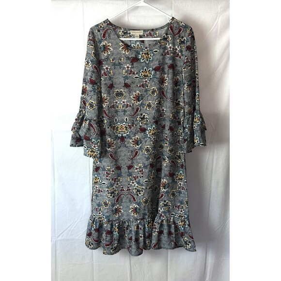 Appleseeds Blue Floral Ruffle Cuff & Trim Size Large - Picture 1 of 8